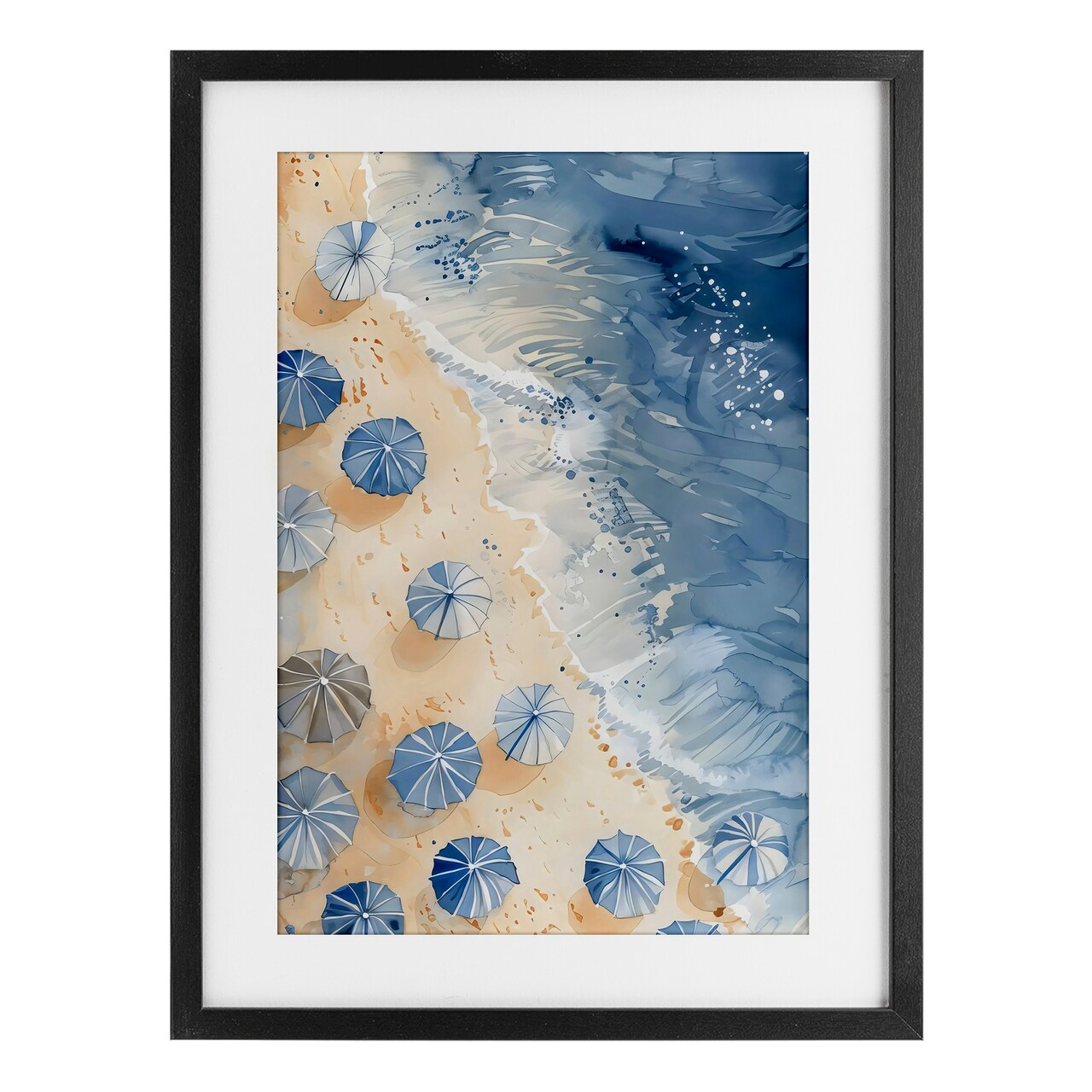 Stupell Industries Aerial Blue Beach Umbrellas Black Framed Print Under Glass, design by LSR Design Studio